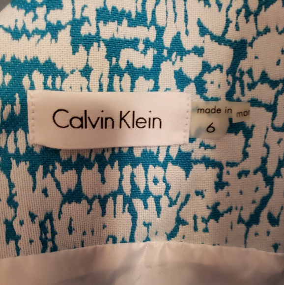 Calvin Klein Blue &White Fit & Flare Cocktail Dress Size 6 - Picture 4 of 4